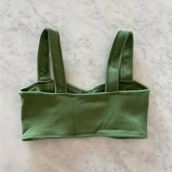 set active green ribbed sports bra & matching leggings - Picture 4 of 11